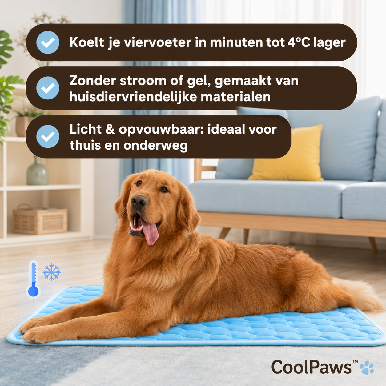 CoolPaws™ Koelmat – Zelfkoelende Mat voor Honden en Katten